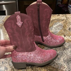 Pink Glitter Kids Cowboy Boots